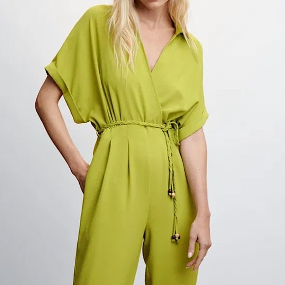 Mango NWT Jumpsuit Straight Leg Plus Size XXL Chartreuse - Picture 5 of 17